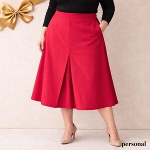 Personal Red Midi Skirt Vintage Size 16